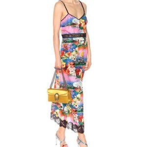 $3450 NWT Gucci Hawaiian Silk Lace Runway Dress